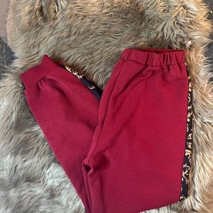 Shein small red pant with print on side